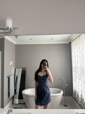 Abercrombie & Fitch Navy Button-Front Mini Dress